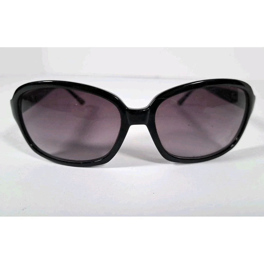 Cole Haan Womens Black Rectangle Sunglasses Silver Logo Gradient Lens‎ CH7001